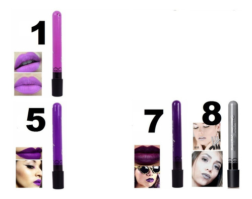 Batom Líquido Matte  Gloss Roxo Verde Preto Azul 24 Horas