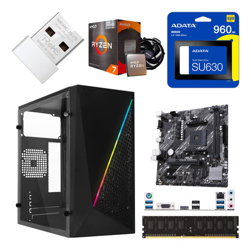 Computadora Ryzen 7 5700g 8gb Ram 960gb Ssd Wifi Monitor