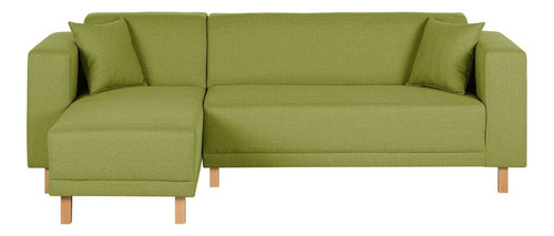 Yuki Sofá Esquinero Estilo Moderno Tela Color Verde Manzana Color Verde Musgo