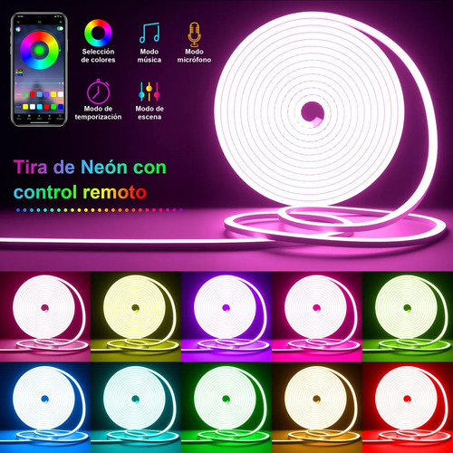 Tira Luz Led Neon Rgb Bluetooth 6m Ip68 De Cuarto,tv,cocina