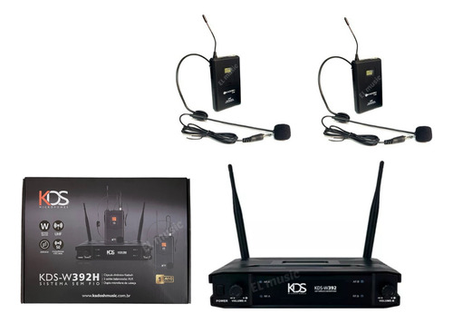 Microfone Sem Fio Duplo De Cabeça Headset Kadosh K392 H Uhf