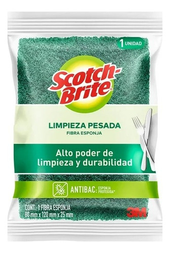 2 Pzs Fibra Esponja 3m Scotch Brite Chica 1 Pza