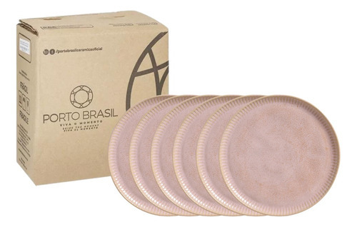 Kit C/6 Prato Raso Porto Brasil Coleção Professionals Touch Cor Litchi