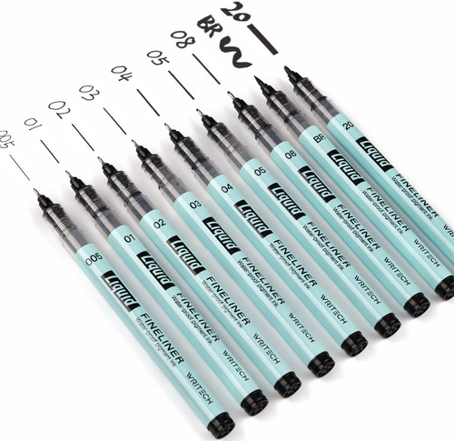 Writech Rotuladores Líquidos De Punta Fina, Color Negro, Mul