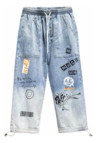 Jeans Cargo Para Hombre Hip Hop Casual Streetwear