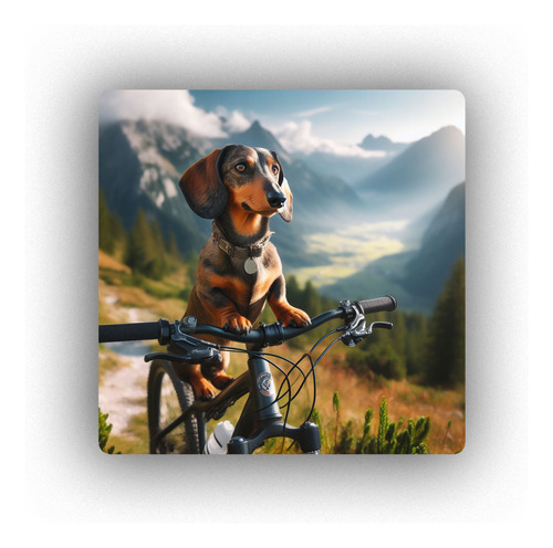 Mousepad Perro Salchicha En Bici Mtb Montaña