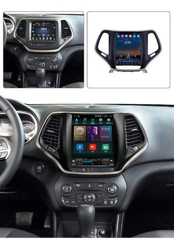 Multimídia Android Tesla Jeep Cherokee 2014-2021 2+32gb 9p Cor Preto/prata Fosco