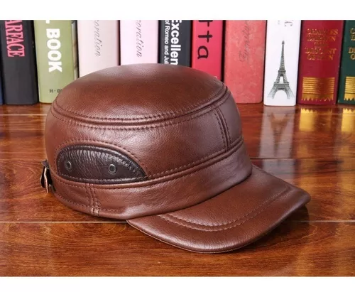 Gorro de cuero genuino para hombre