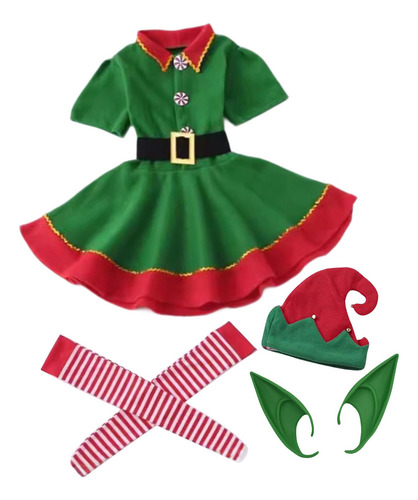 2 Conjunto De Disfraz De Navideño, Niña 170cm