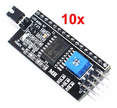 10 Adaptador I2c Conversor Para Lcd 1602 2004 Arduin Pcf8574