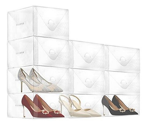 Caja De Zapatos Lwei Transparente Para Mujer, Paquete De 10