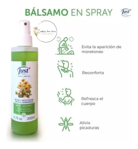 Swiss Just Balsamo Spray Con Arnica Y Hamamelis 200ml