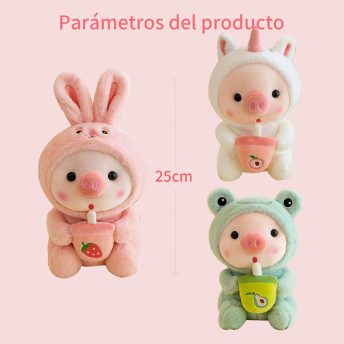 Peluche Cerdito Puerquito Kawaii Conejo Rana Unicornio 3pc Mix De Colores