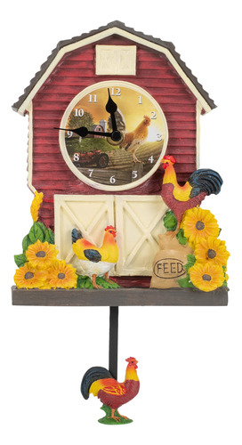 Farm Rooster - Reloj De Pared Y Mesa De Piedra De Resina De