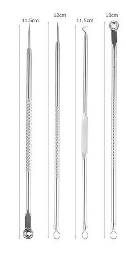 Imagem 7 de 8 de Extrator Removedor Cravo Espinha Kit 4 Agulhas Aço Inox