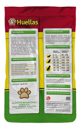 Imagen 2 de 4 de Alimento 4 Huellas Para Perros Adultos Bolsa X 3 Kg
