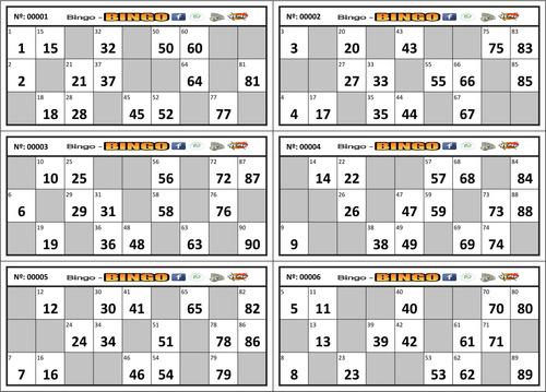 Pdf Cartones De Bingo 1-90 1200 Cartones 200 Pdfs X 6 Cu