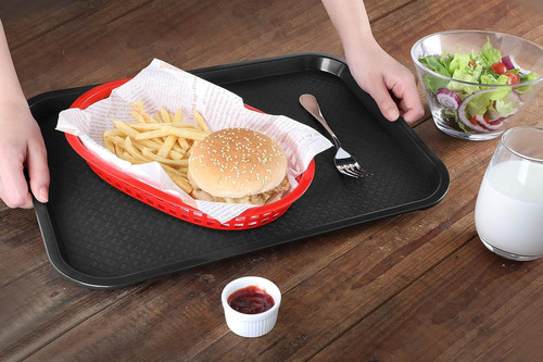 Charola Fast Food Bandeja Restaurantera 30 X 40 Cm 6 Piezas Color Negro