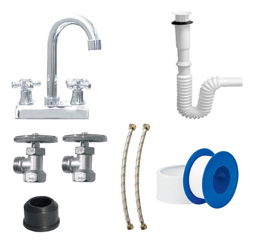 Kit Lavabo Llave Bimando Fácil Instalación Metalflu