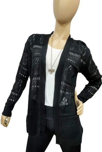 Saco Cardigan Calado Hilo Primavera Tendencia Saquito Mujer