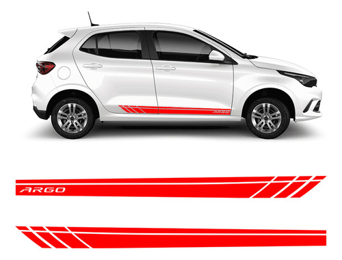 Faixa Lateral Fiat Argo 2018/2021 Adesivo Vermelho Genérico