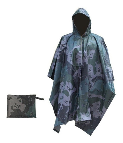 Impermeable Capa Poncho Camuflado Lluvia Senderismo 3en1 