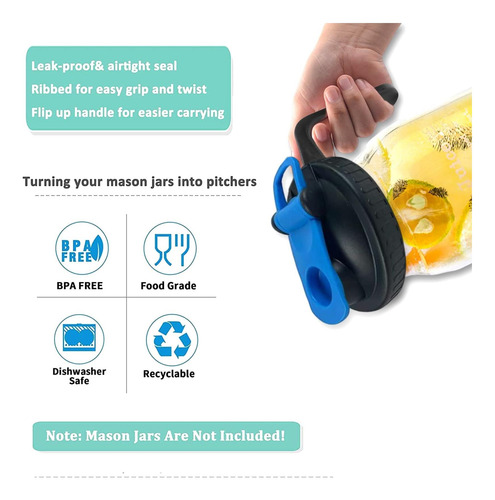 Mason Jar Spout Lids | Tapa De 4 Paquetes De Jarra Mason Jar
