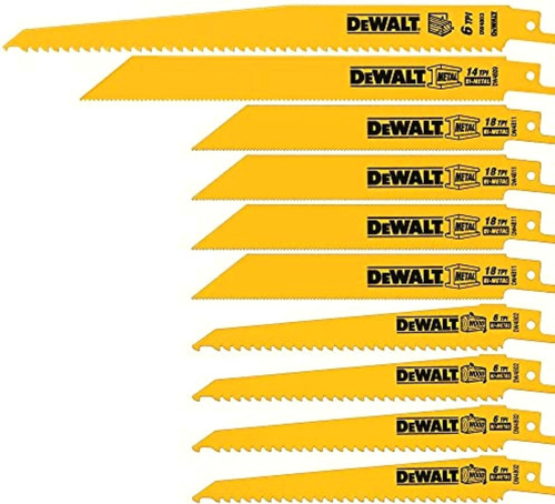 Dewalt Dw4898 Bi-metal Reciprocating Saw Blade Set With Case