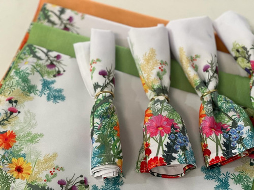 4 Individuales Doblevista + 4 Servilletas Bela Home Margaritas
