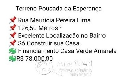 Imagem 3 de 4 de Vendo Bauru/sp, Santa Edwiges, Terreno De 126m² - Lote A Venda No Bairro Pousada Da Esperança Ii - Bauru, Sp - An95296