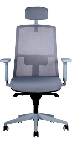 Silla De Oficina Ejecutiva Tela Gris, Cabecero Apoyo Lumbar