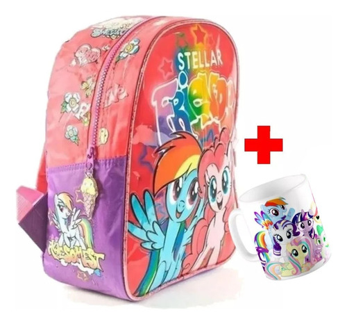 Kit Escolar Mochila Jardin My Little Pony + Taza Plastica