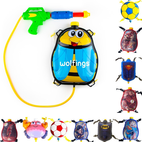 Imagen 1 de 10 de Pistola De Agua Con Tanque Mochila Abeja Pinguino Vaquita