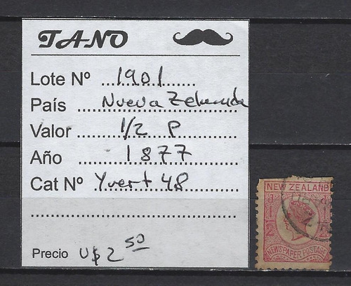 Lote1901 Nueva Zelanda 1/2 Penny Año 1877 Yvert# 48