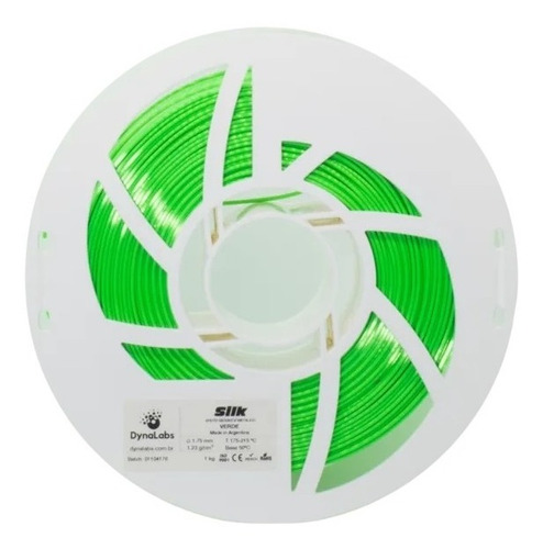 Imagem 5 de 6 de Filamento Pla Silk - Verde - Dynalabs - 1.75mm - 1kg