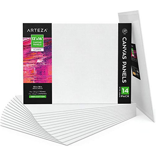 Arteza Lienzos De Pintura Para Pintura, Paquete De 14, 12 X