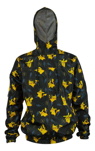 Chamarra Rompevientos Para Hombre Con Gorro Pikachu