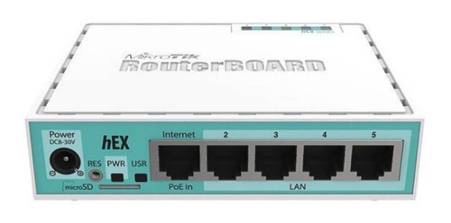 Roteador MikroTik RouterBOARD hEX RB750Gr3 branco e azul-turquesa 100V/240V