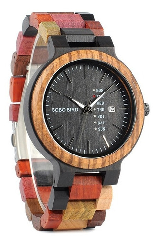 Reloj de madera Bobo Bird Analog P141 para mujer, hermoso color de correa: color mixto de correa: marrón, color del bisel: marrón, color de fondo: negro