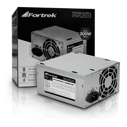 Fonte Atx 200w Reais 20+4p Pws-2003 Fortrek