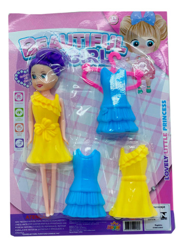 Boneca Na Moda 2 - Com Vestidos Azul E Amarelo (24 Unidades)