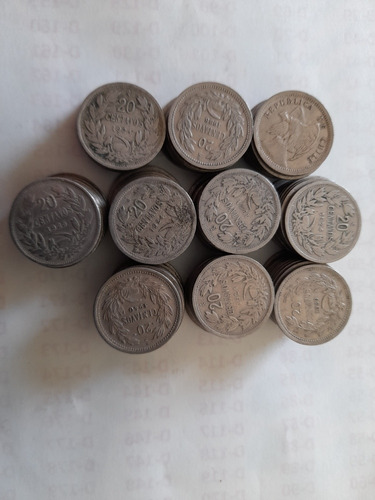 100 Monedas De Niquel Chile 20 Centavos Periodo 1920-1941 
