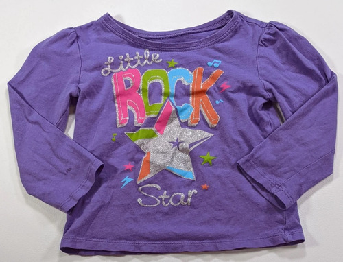 Remera Mangas Largas Rock Púrpura Algodón Para Niñas