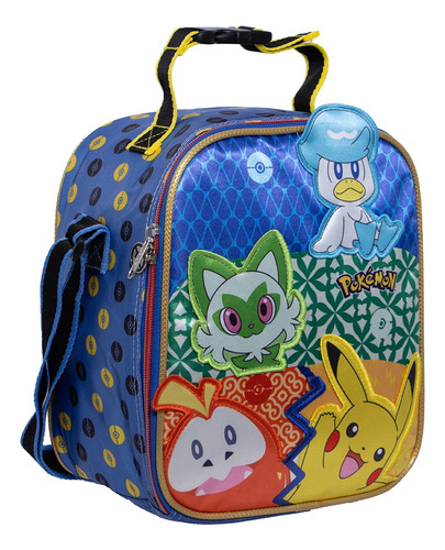Kit Mochila Pokemon Amigos Lonchera Lap Original Primaria Azul Azul
