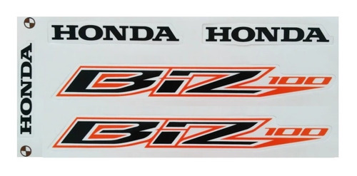 Kit Adesivo Jogo Faixa Honda Biz 100 2015 Branca Vermelha Cor Branco