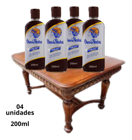 Kit 4 Un Óleo De Peroba Limpa Lustra Tradicional 200ml King