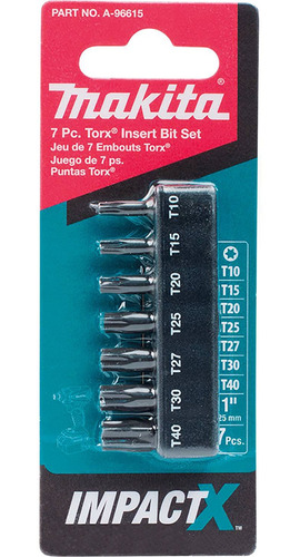Makita A-96615 Set 7 Pzs Puntas Torx Impact X (10,15,20,25,2