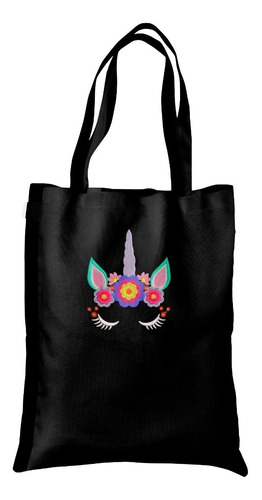 Bolsa Tote Bag Artesanal Gabardina Bordado Unicornio #233