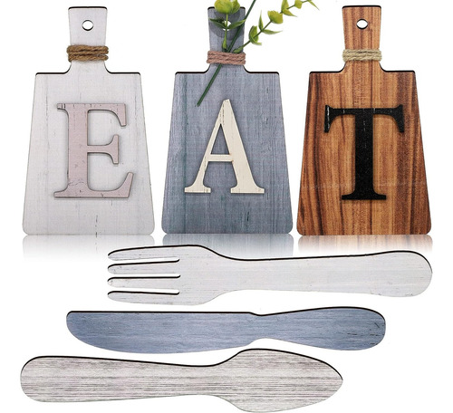Decoración Pared Cocina 3 Tablas, Tenedor, Cuchillo, Cuchara