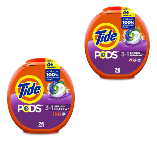 Pack 2 Detergente Tide En Capsulas Spring Meadow 76 Unidades